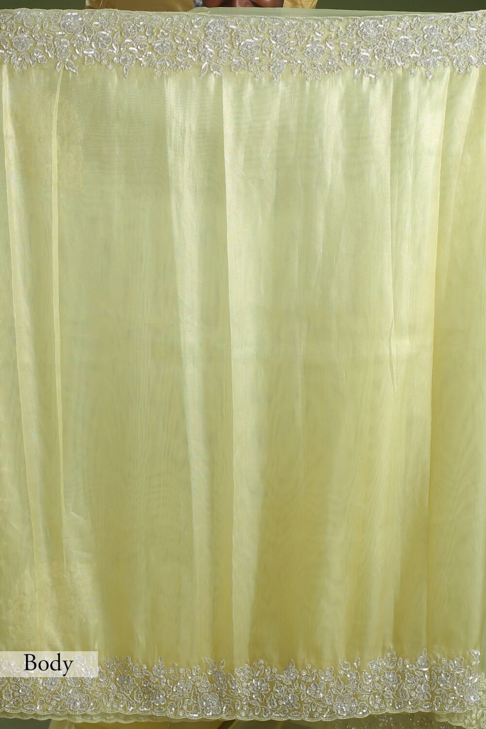 Golden Mist Yellow Sequins Embroidered Tissue Saree - Image 5